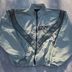 US Army IPFU Jacket Men's Medium Regular  Reflective‎ Windbreaker Light Grey WR